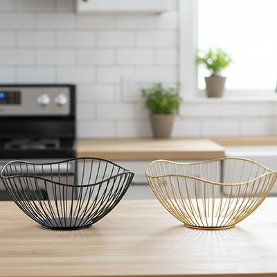 Corbeille à fruit design moderne sur plan de travail cuisine