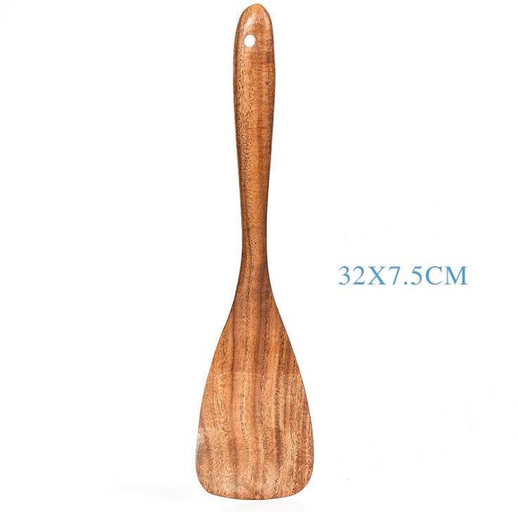Ensemble d'ustensiles de cuisine en cuillère en bois de teck naturel, durable et polyvalent.