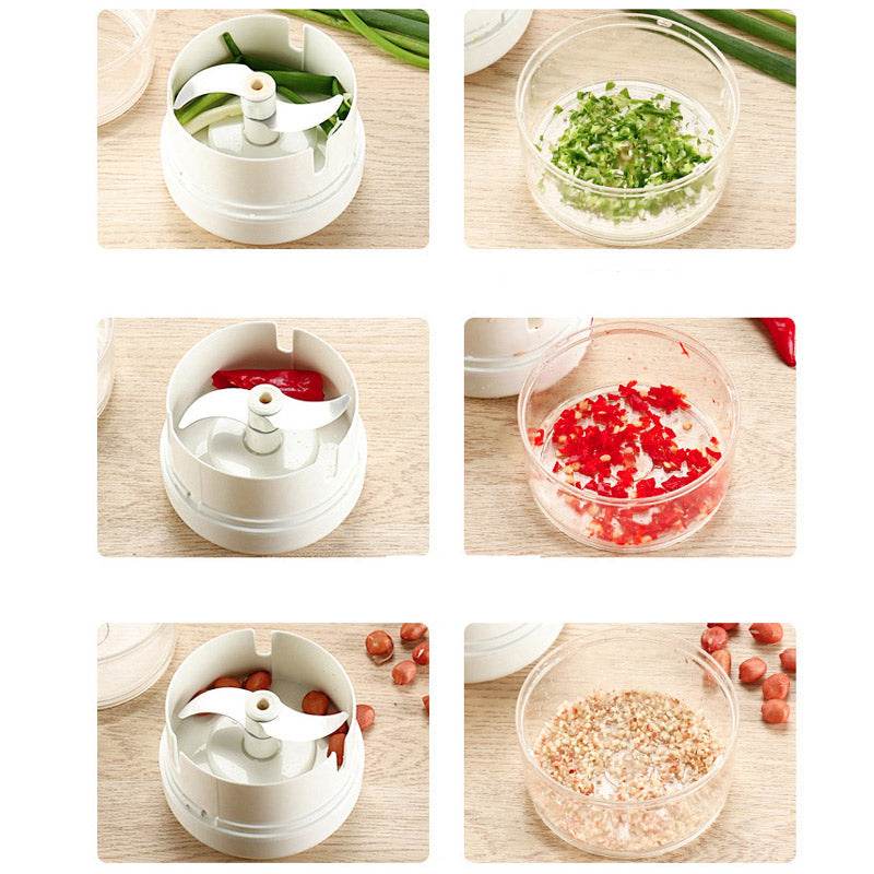 Coupe-légumes manuel Multifunction Food Chopper avec lame magnétique en acier inoxydable pour hachage sécurisé et efficace des fruits et légumes